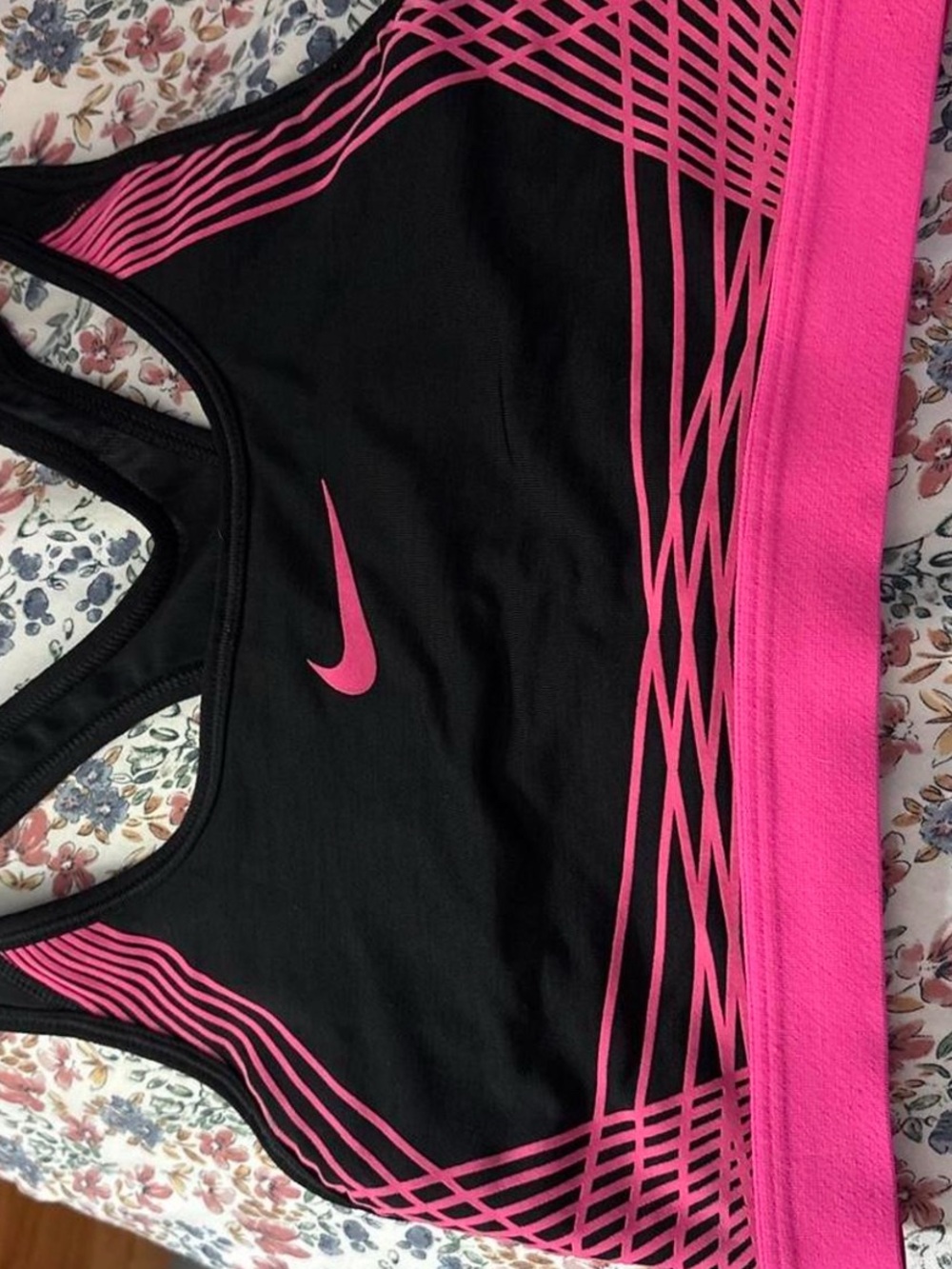 Nike Black Sports Bra with Pink Graphic Accents